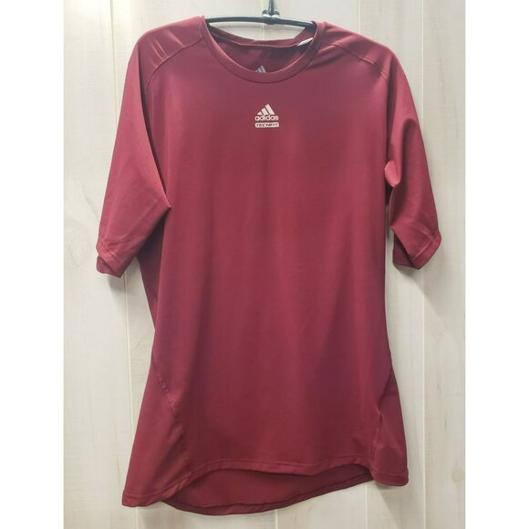 ADIDAS Men's T-Shirt X-Large Active Wear Climalite Short Sleeve TechFit Maroon - Picture 1 of 5